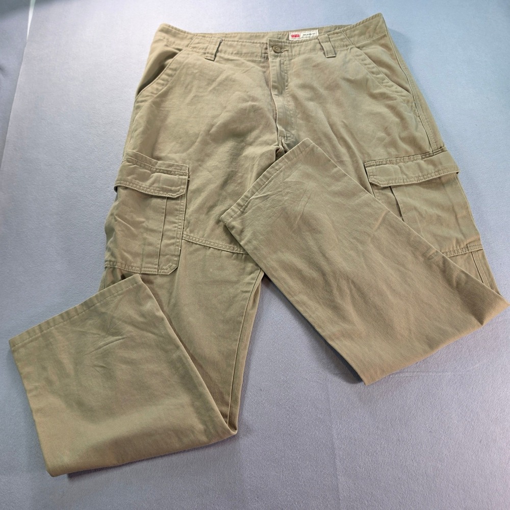 Wrangler Mens Relaxed Cargo Pants 38x32 Tan Khaki Workwear Outdoor